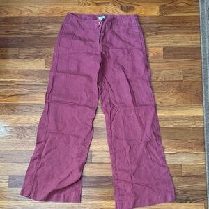 100% Linen summer pants women’s size S, light burgundy Trousers good used shape
